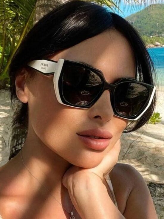 Prada PR15WS 09Q5S0 Square Sunglasses – Black/Talc\\Dark Grey main image 9